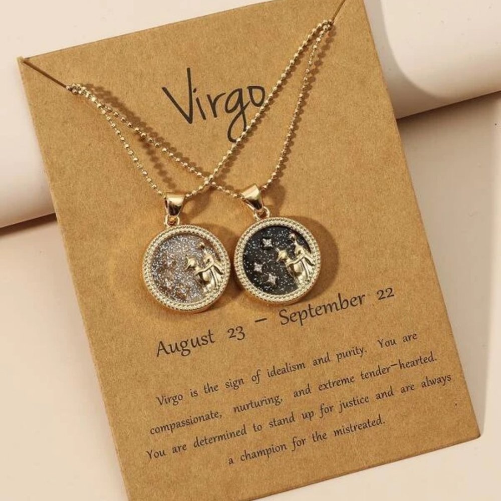 2pc VIrgo Zodiac Golden Necklaces